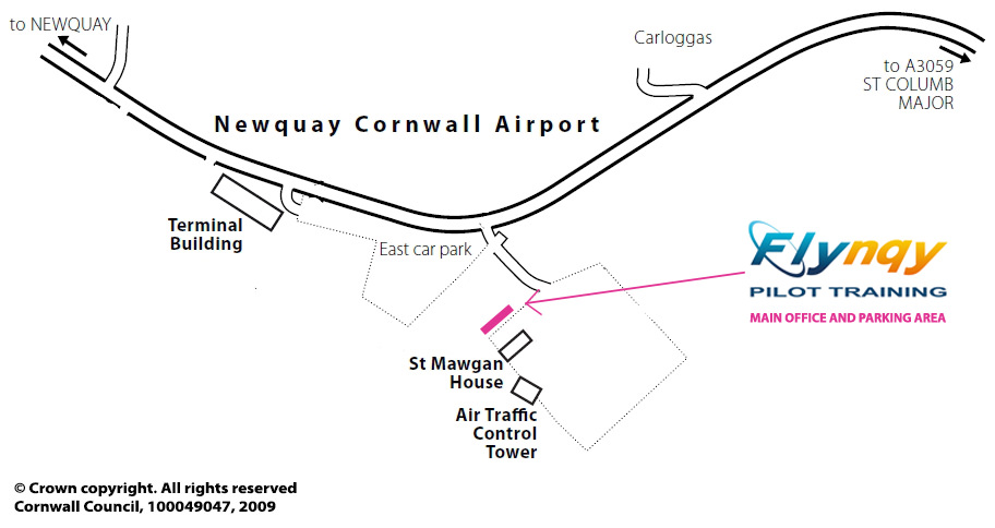 Flynqy Map - How to find us when you arrive at Newquay Airport