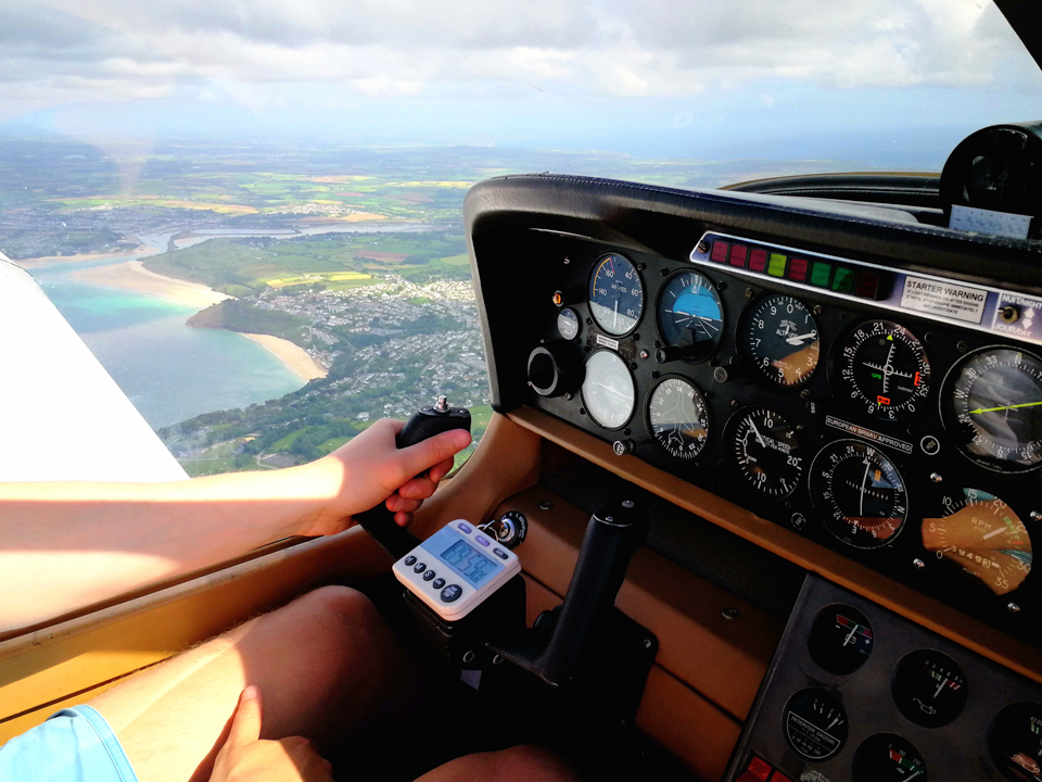 Recently qualified pilot, Tim with our Cessna 152 at Cornwall Airport Newquay.