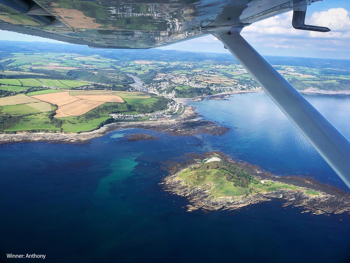#ShareYourSnaps Round 1 Winner: Anthony - Aerial view of Looe and Looe Island on the South Coast of Cornwall