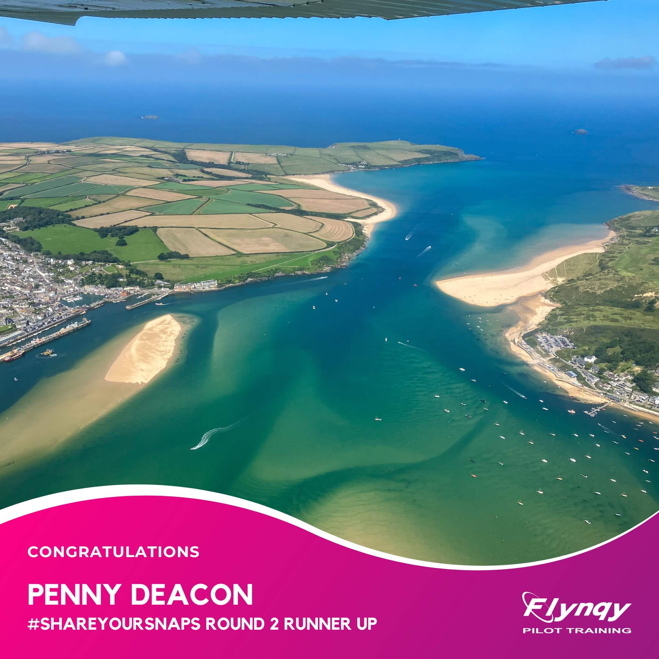 #ShareYourSnaps Round 2 Runners-Up: Penny Deacon - Spring aerial shot of Padstow, Rock and the Camel Estuary in North Cornwall
