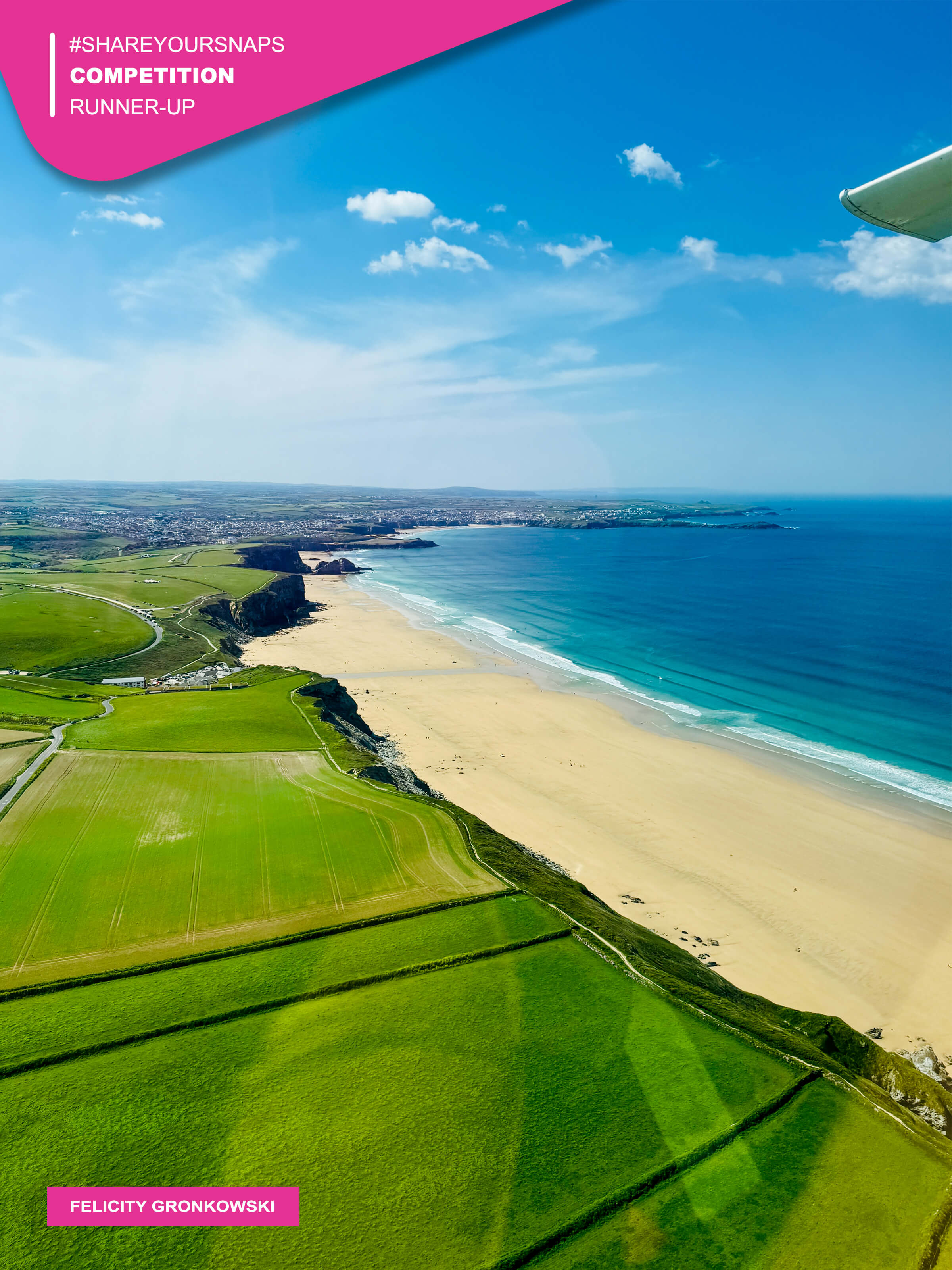 #ShareYourSnaps Winner: Felicity Gronkowski - #ShareYourSnaps May 2025 Runner-Up: Felicity Gronkowski - Watergate Bay and the Newquay Coastline at low tide, on a beautiful spring day