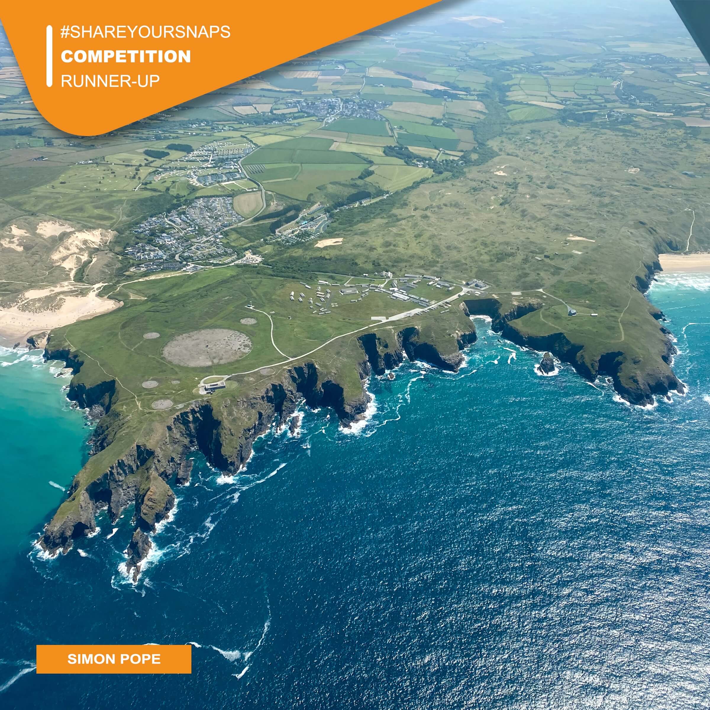 #ShareYourSnaps Winner: Simon Pope - #ShareYourSnaps June 2025 Runner-Up: Simon Pope - Aerial photo of Holywell, Holywell Bay, Penhale Point and Perran Sands on the North Cornwall Coast