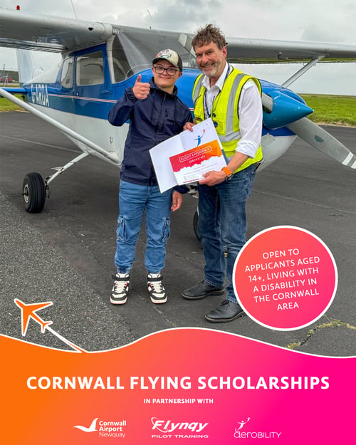 Flynqy Pilot Training and Aerobility launch fully funded aviation opportunities for the disabled
community at Cornwall Airport Newquay